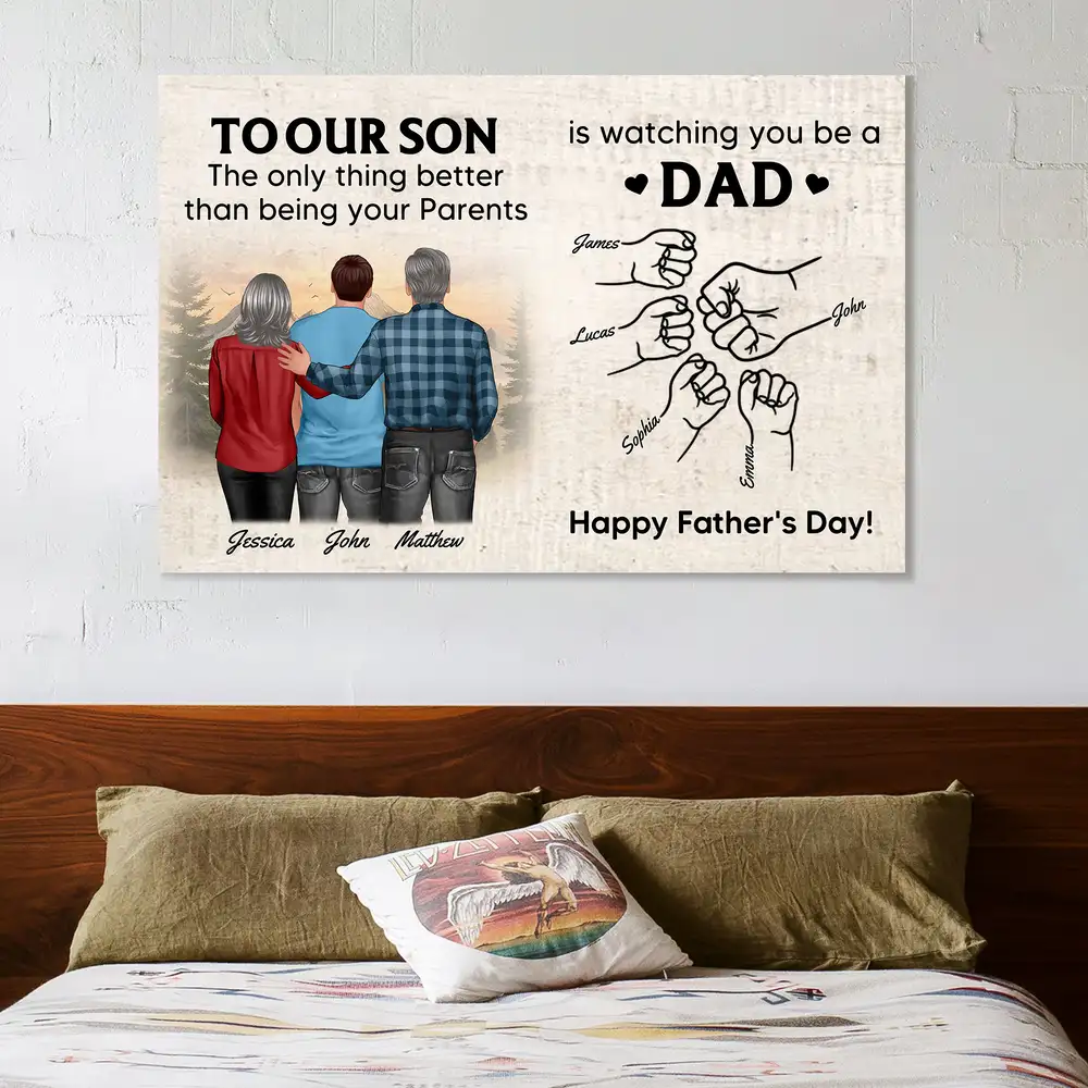 To My Son Poster – Watching You Be a Dad Is the Greatest Joy – Personalized Fist Bump Family Print - Image 2