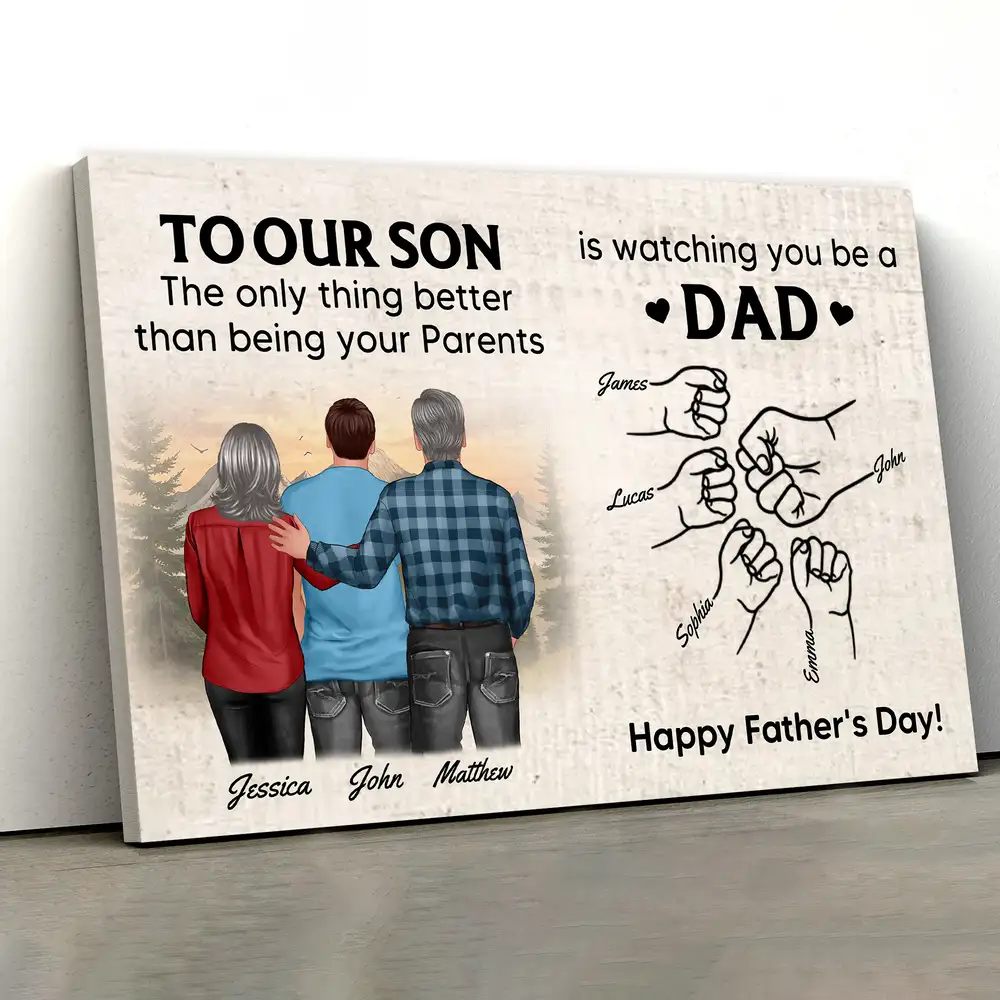 To My Son Poster – Watching You Be a Dad Is the Greatest Joy – Personalized Fist Bump Family Print - Image 5