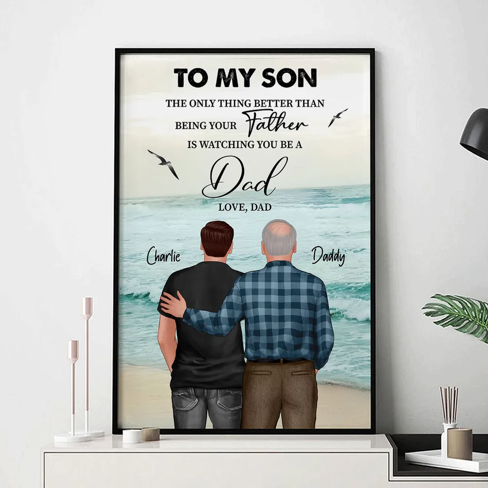 "Watching You Become a Father" – Sentimental Gift Poster for Son, From Mother or Father, Ocean View Background - Image 10