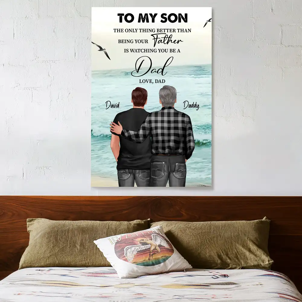 "Watching You Become a Father" – Sentimental Gift Poster for Son, From Mother or Father, Ocean View Background - Image 3