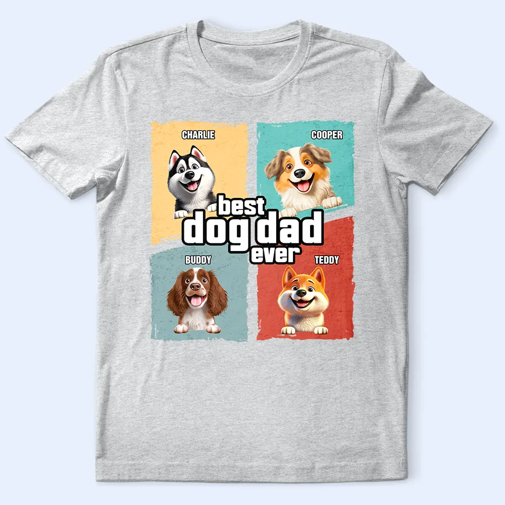 Personalized Dog Dad Shirt – Custom Pet Names with Cartoon Dogs, Perfect Gift for Pet-Loving Dads - Image 7