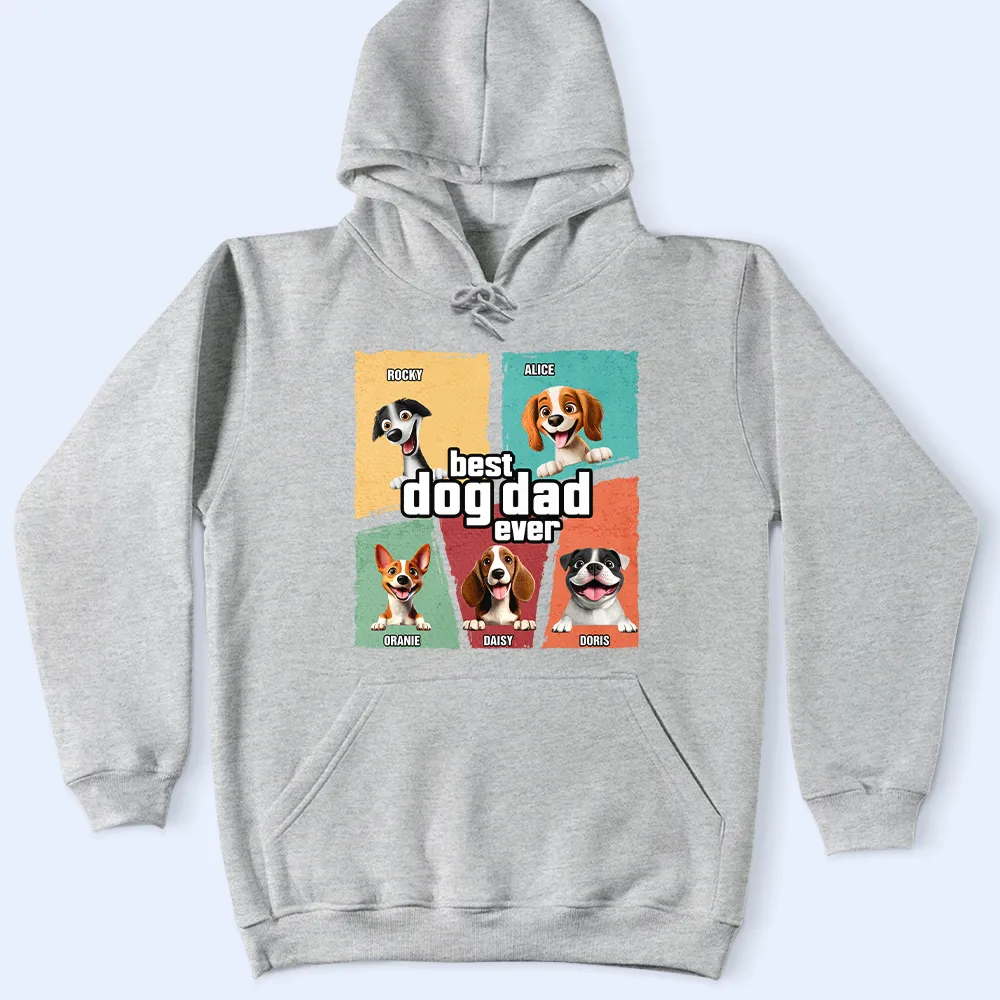 Personalized Dog Dad Shirt – Custom Pet Names with Cartoon Dogs, Perfect Gift for Pet-Loving Dads - Image 8
