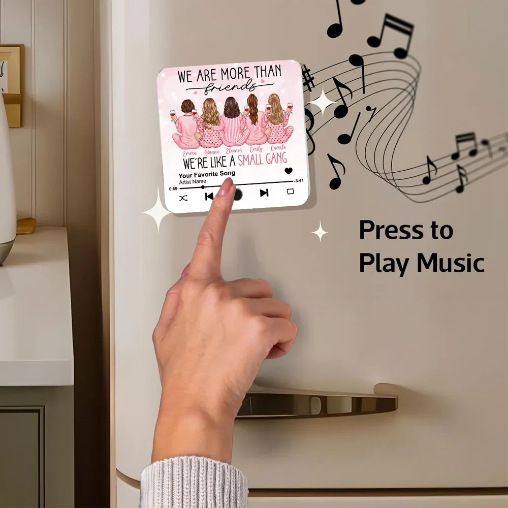 Funny Acrylic Music Magnet – “I’d Punch a Bitch for You” Quote with Personalized Friends & Favorite Song - Image 8