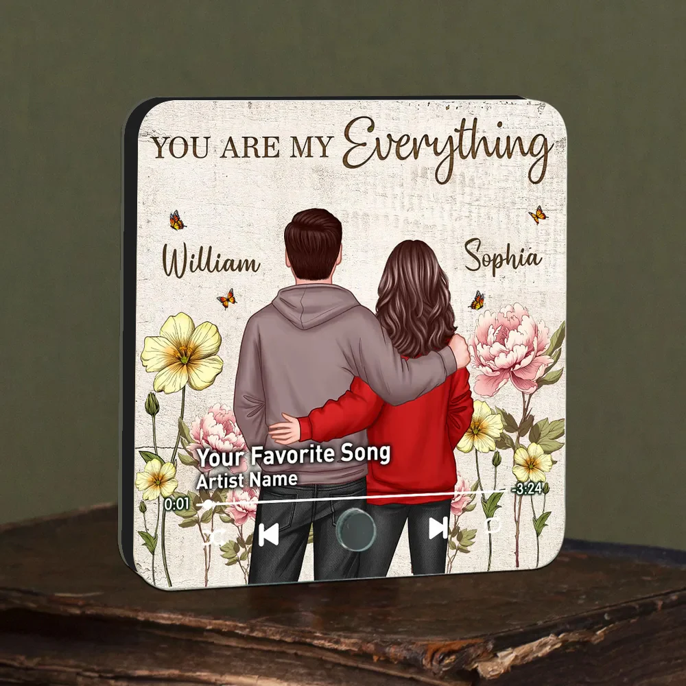 “You & Me – We Got This” Rustic Flower Music Magnet – Embracing Couple, Personalized Anniversary Keepsake - Image 5