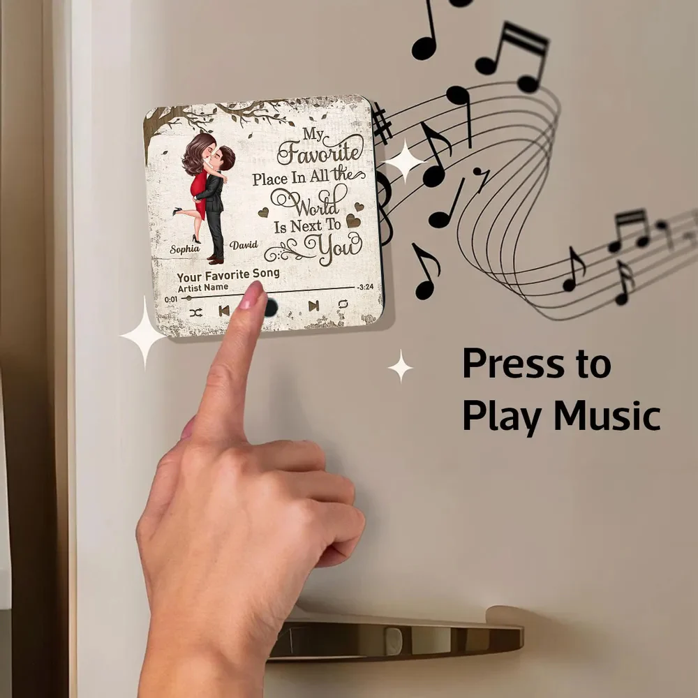 “My Favorite Place Is Next to You” Acrylic Music Magnet – Custom Names & Song, Romantic Gift for Couples - Image 3