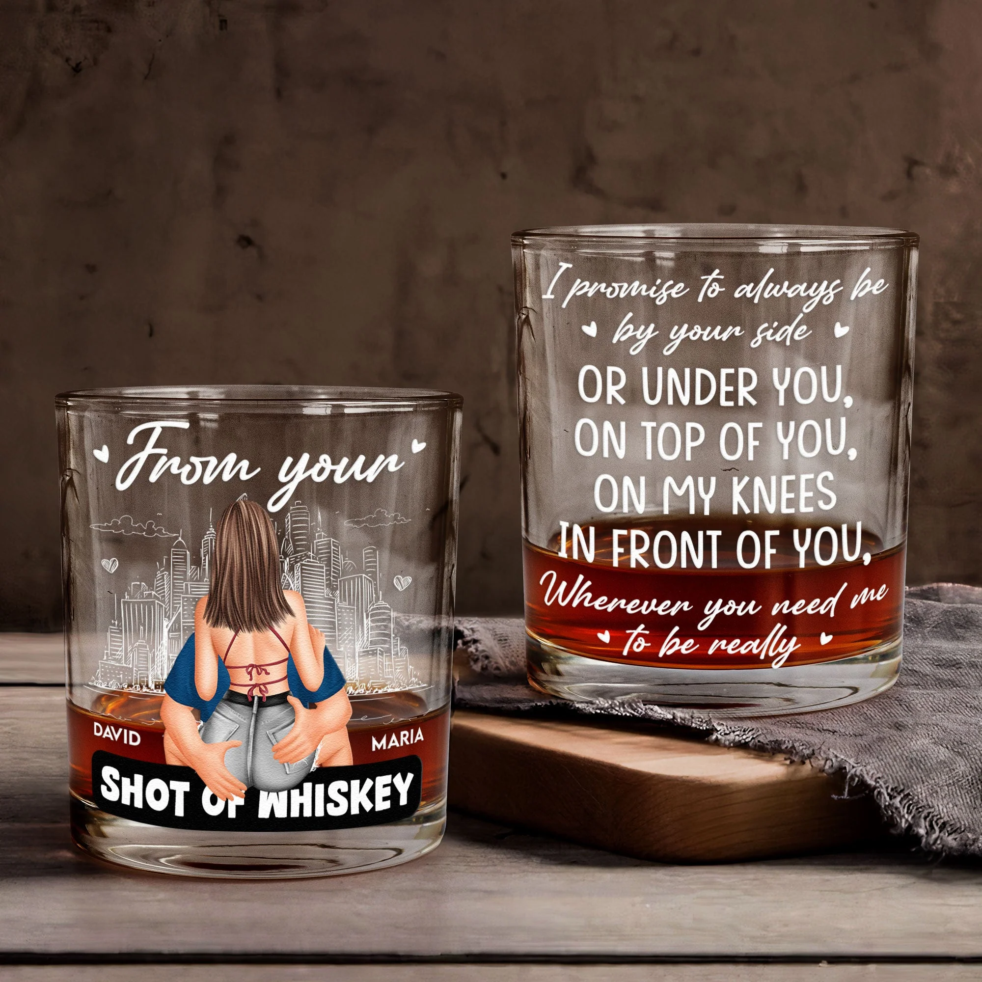 From Your Shot of Whiskey - Romantic Couple Personalized Whiskey Glass Gift, Sexy Anniversary Gift for Husband or Boyfriend - Image 3