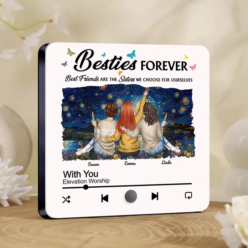 Besties Forever Acrylic Music Magnet, Personalized Gift for Friends Who Are Like Sisters - Image 5