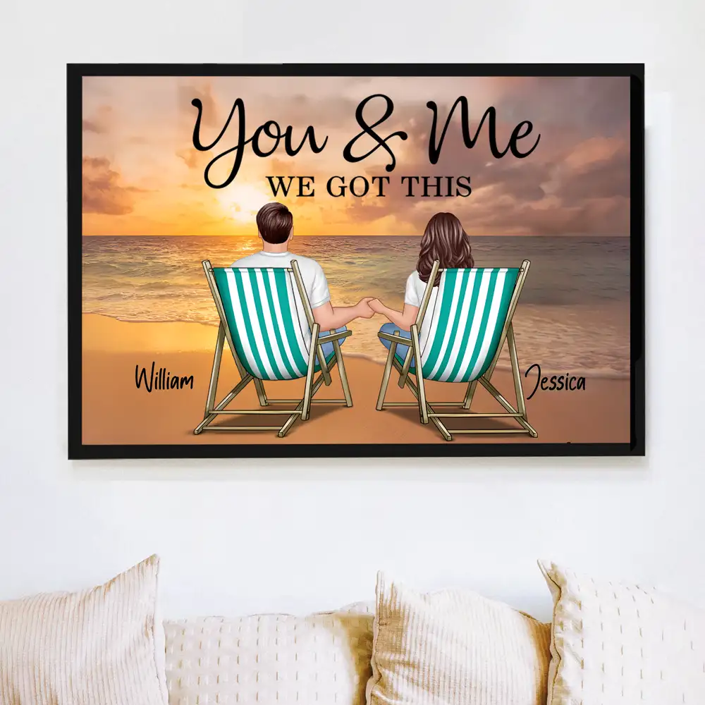 “You & Me – We Got This” Beach Poster – Personalized Names, Romantic Couple Artwork - Image 3