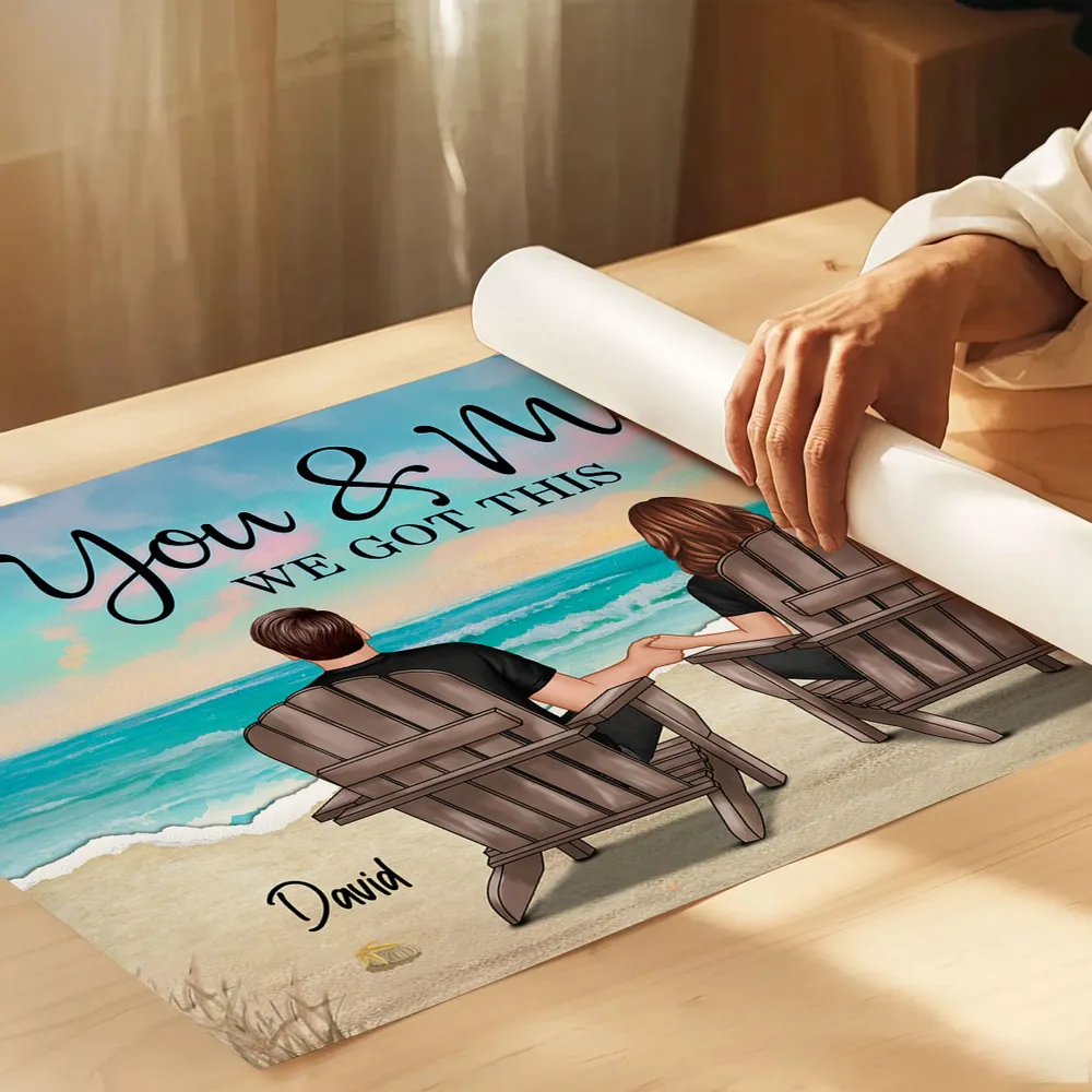 “You & Me – We Got This” Beach Poster – Personalized Names, Romantic Couple Artwork - Image 6