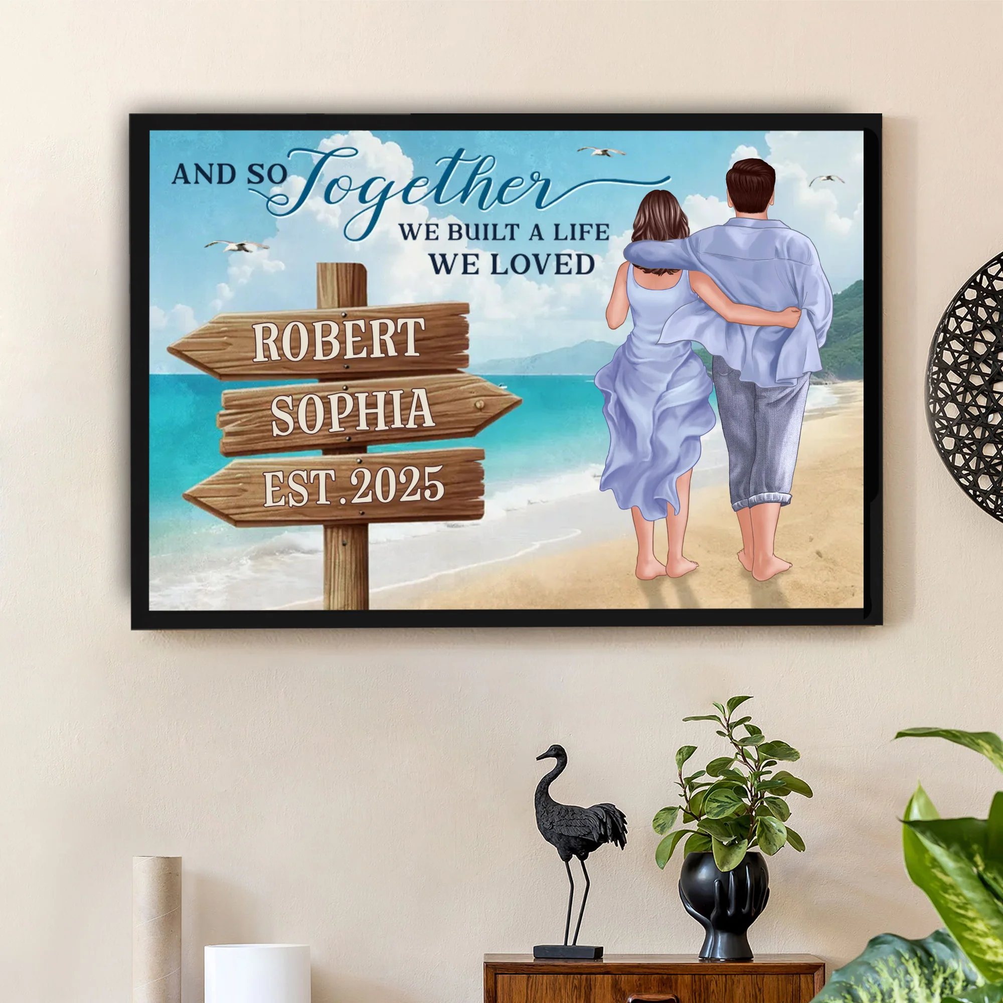 Romantic Beach Couple Music Magnet – You & Me Personalized Acrylic Keepsake, Wedding or Anniversary Gift - Image 6