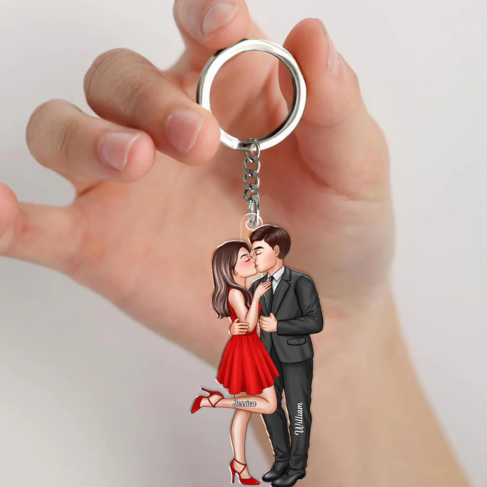 “Kissing Couple Acrylic Keychain – Custom Mini Figurine, Romantic Gift for Boyfriend & Girlfriend” - Image 2