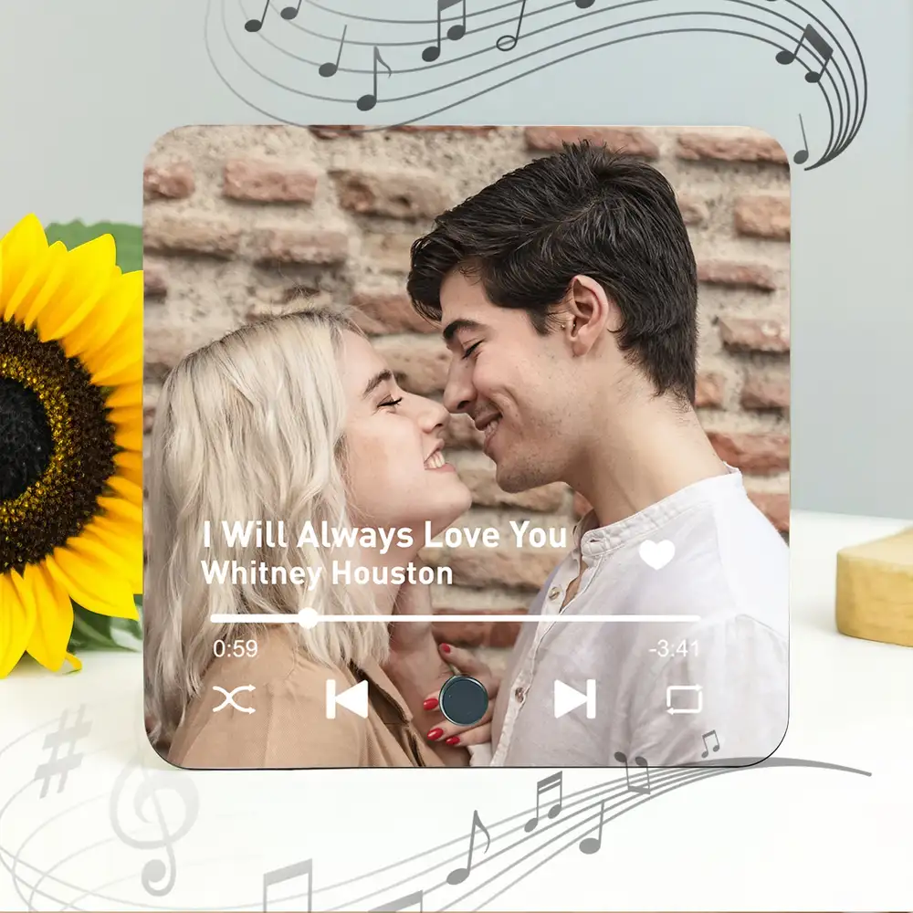 “Our Love Song – Custom Acrylic Music Magnet with Photo & Spotify-Style Player, Romantic Gift for Couples” - Image 2
