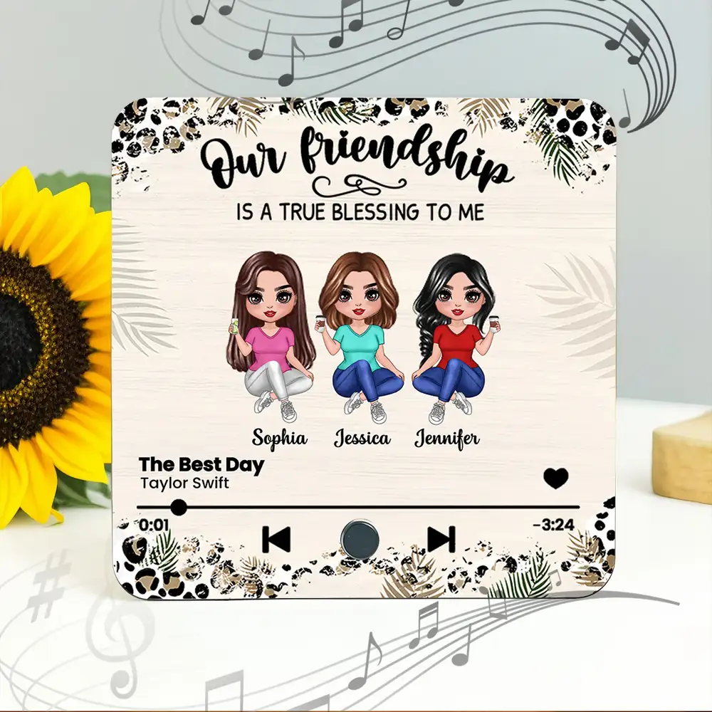 Our Friendship Is a True Blessing – Personalized Fridge Magnet with Music Player Design, Gift for Best Friends