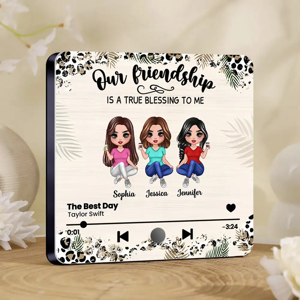 Our Friendship Is a True Blessing – Personalized Fridge Magnet with Music Player Design, Gift for Best Friends - Image 2