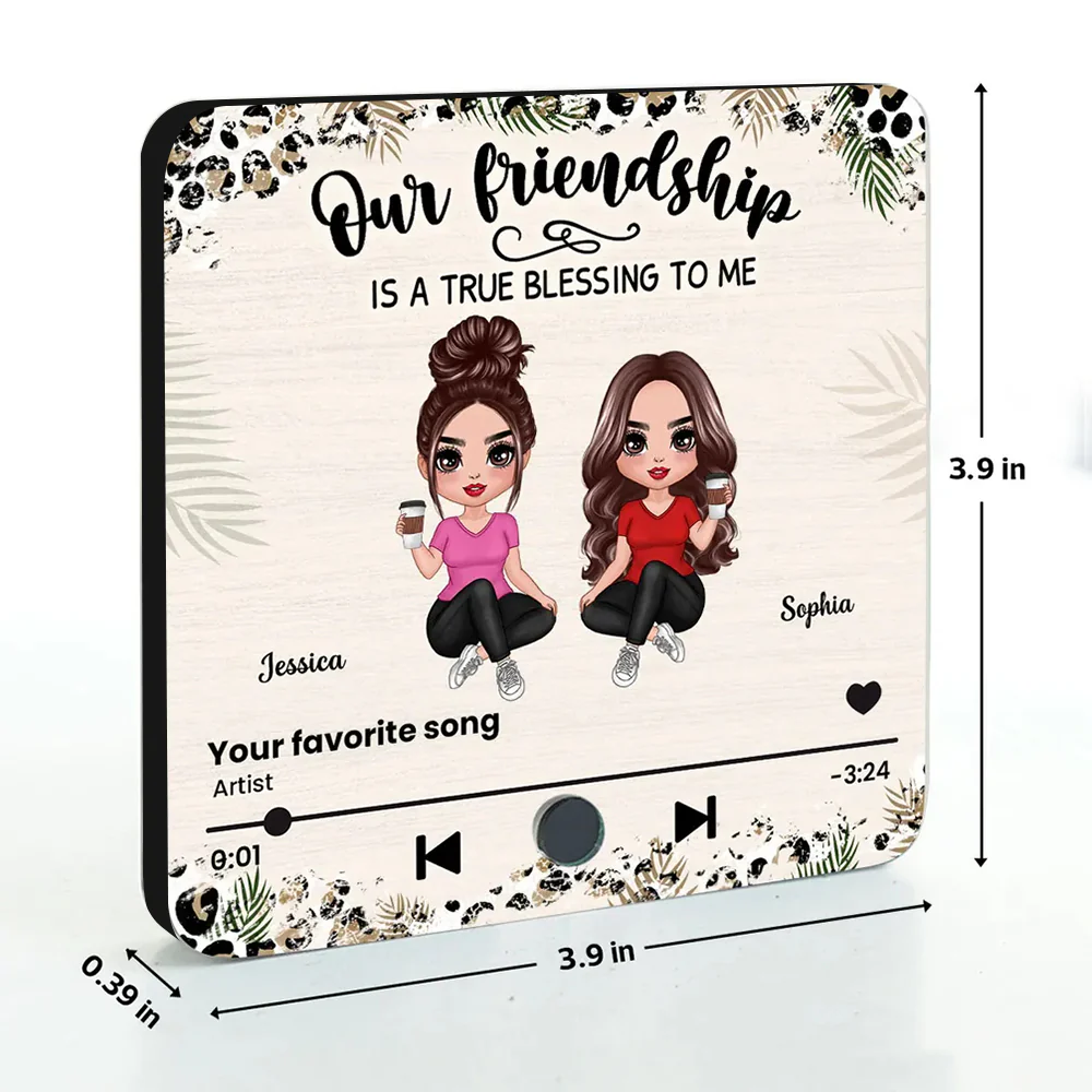 Our Friendship Is a True Blessing – Personalized Fridge Magnet with Music Player Design, Gift for Best Friends - Image 6