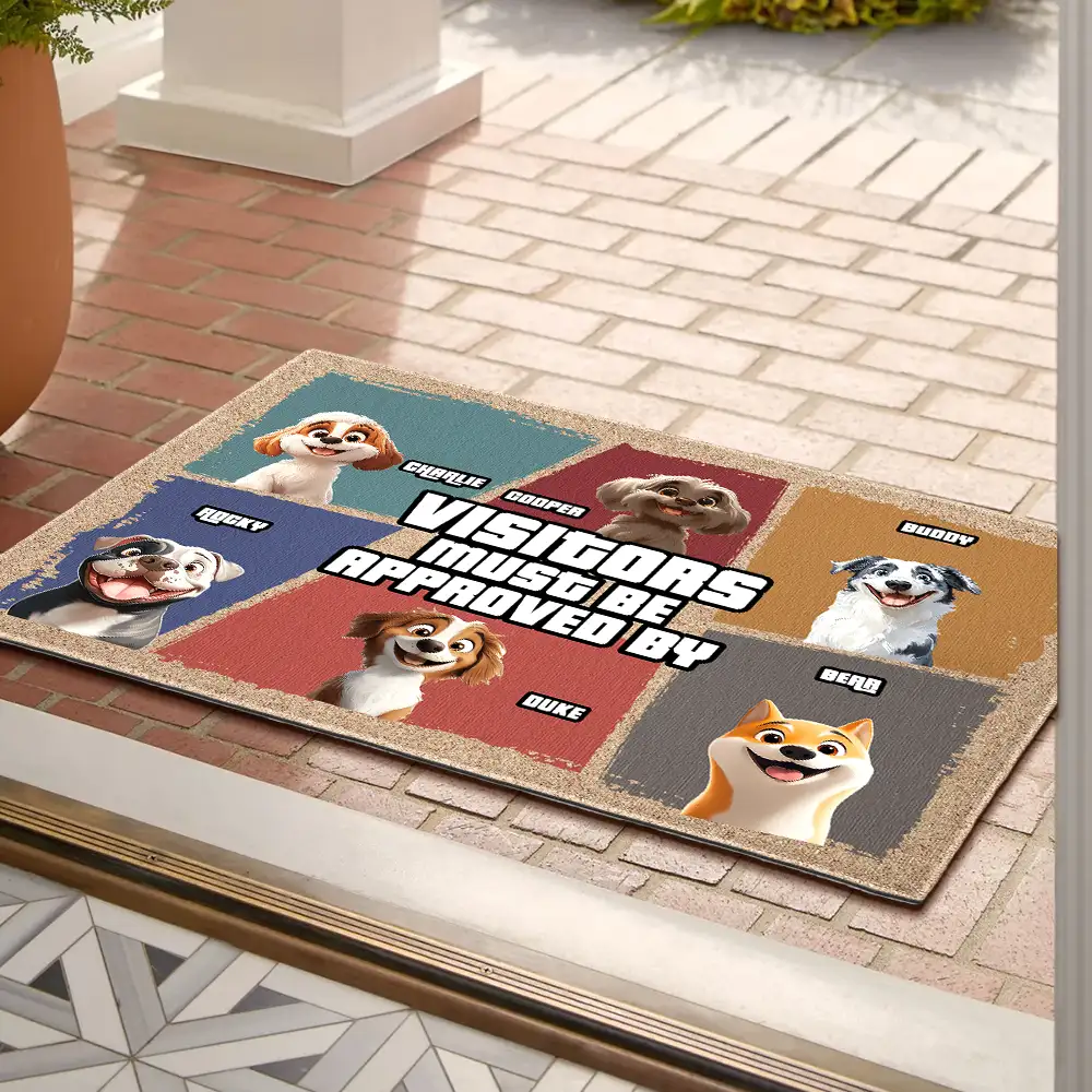 Visitors Must Be Approved By Funny Personalized Dog Doormat β Custom Pet Welcome Mat for Dog Owners - Image 2