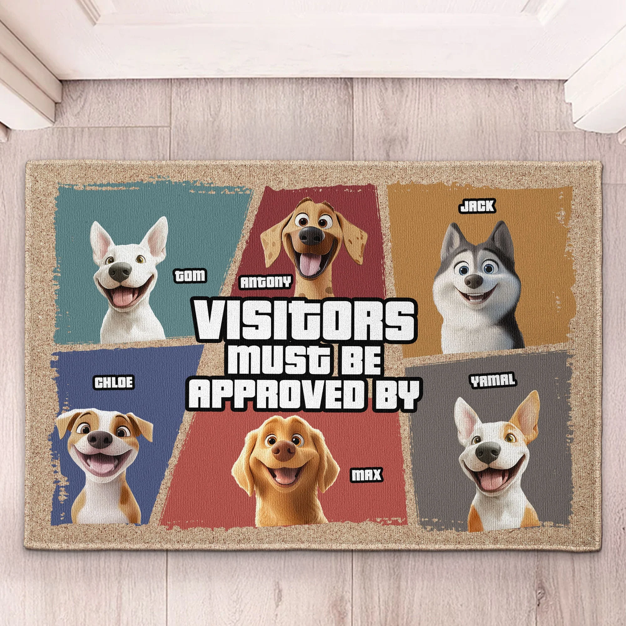 Visitors Must Be Approved By Funny Personalized Dog Doormat β Custom Pet Welcome Mat for Dog Owners - Image 3