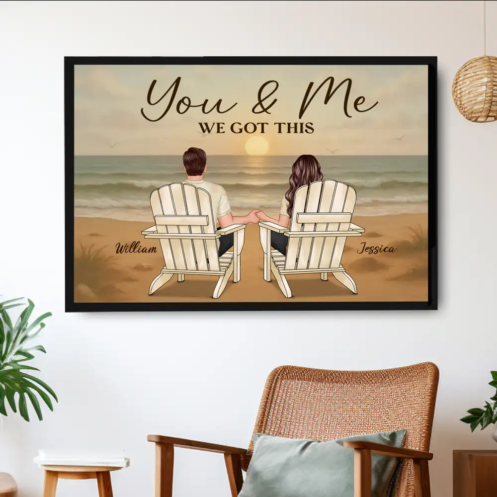 You & Me We Got This – Custom Beach Sunset Couple Poster, Romantic Keepsake for Lovers - Image 2