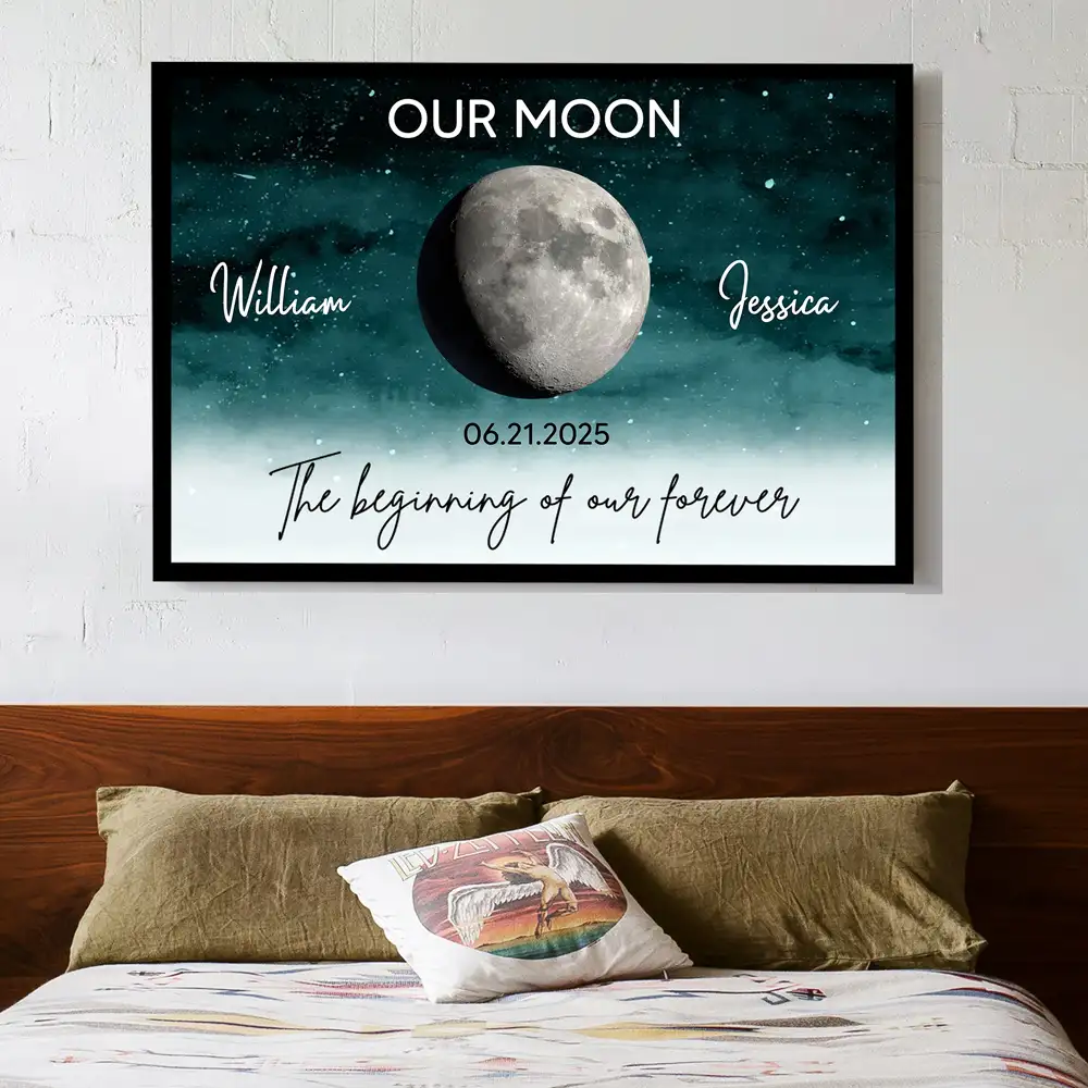 "Our Moon – Personalized Couple Poster for Lovers, Romantic Gift for Boyfriend or Girlfriend" - Image 2