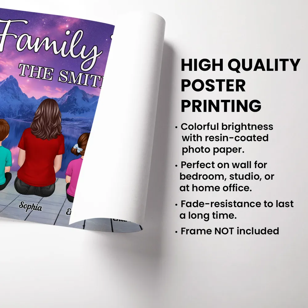 Custom Family Poster – “Family Forever” Back View with Names, Kids and Pets, Framed or Canvas Available - Image 4