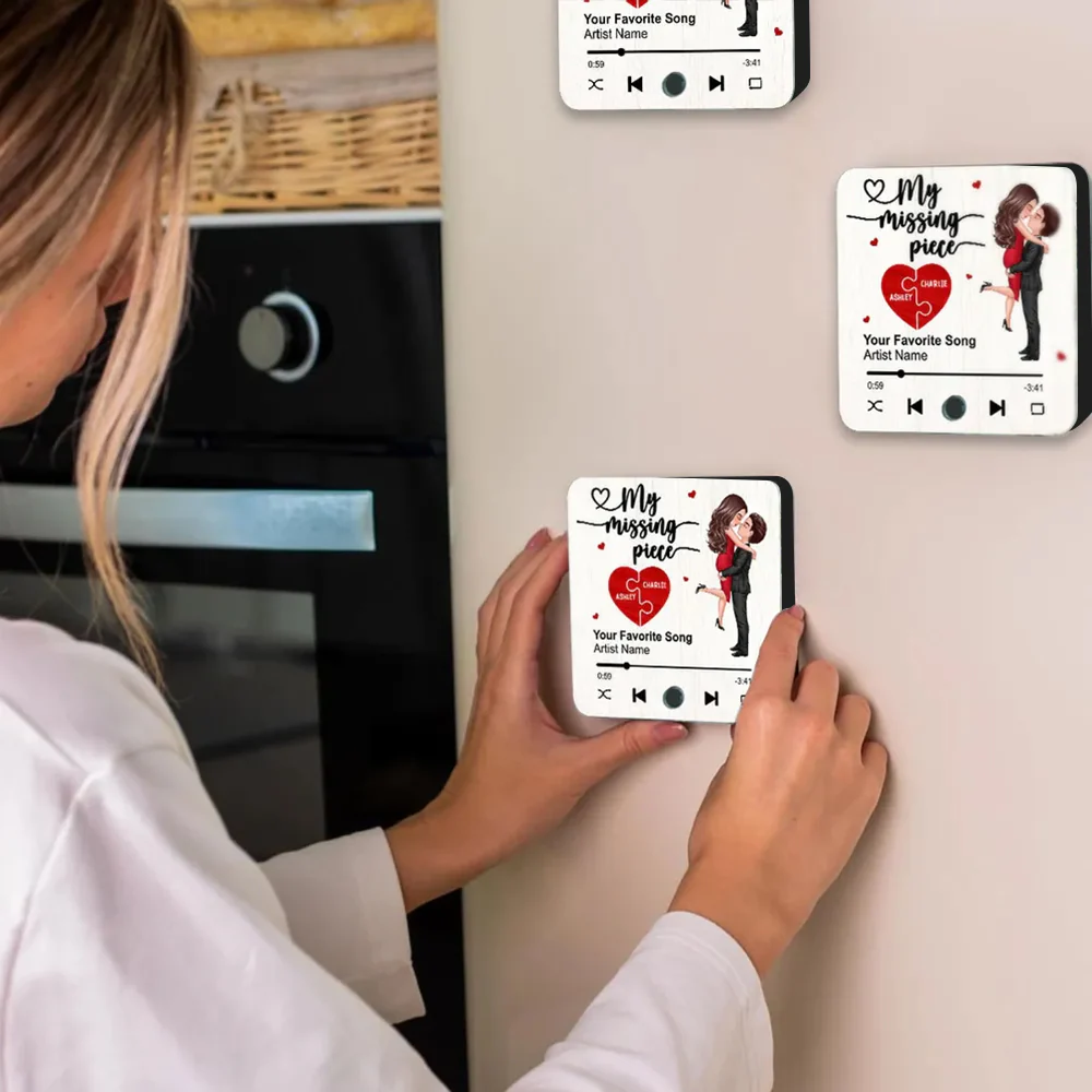 My Missing Piece Gift For Her Gift For Him Couple Kissing Favorite Song Personalized Music Fridge Magnet - Image 7