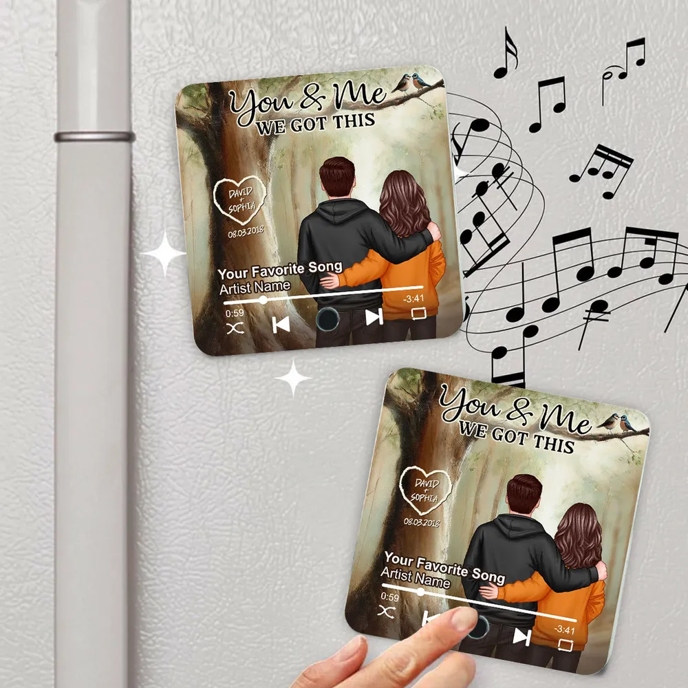 Personalized Acrylic Music Magnet – “You & Me We Got This” Couple Gift with Custom Names and Song - Image 3
