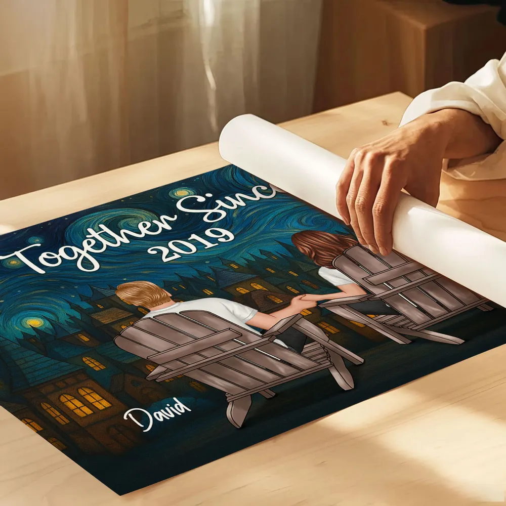 Together Since Starry Night Poster – Custom Back View Couple Art, Romantic Gift for Anniversary - Image 3