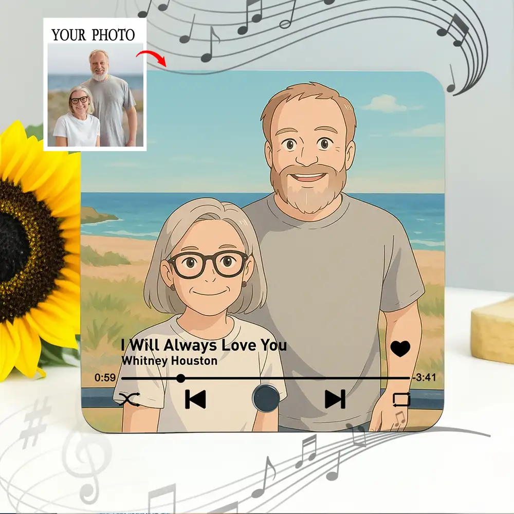 Ghibli-Style Couple Acrylic Music Magnet – Custom Photo & Song - Image 5