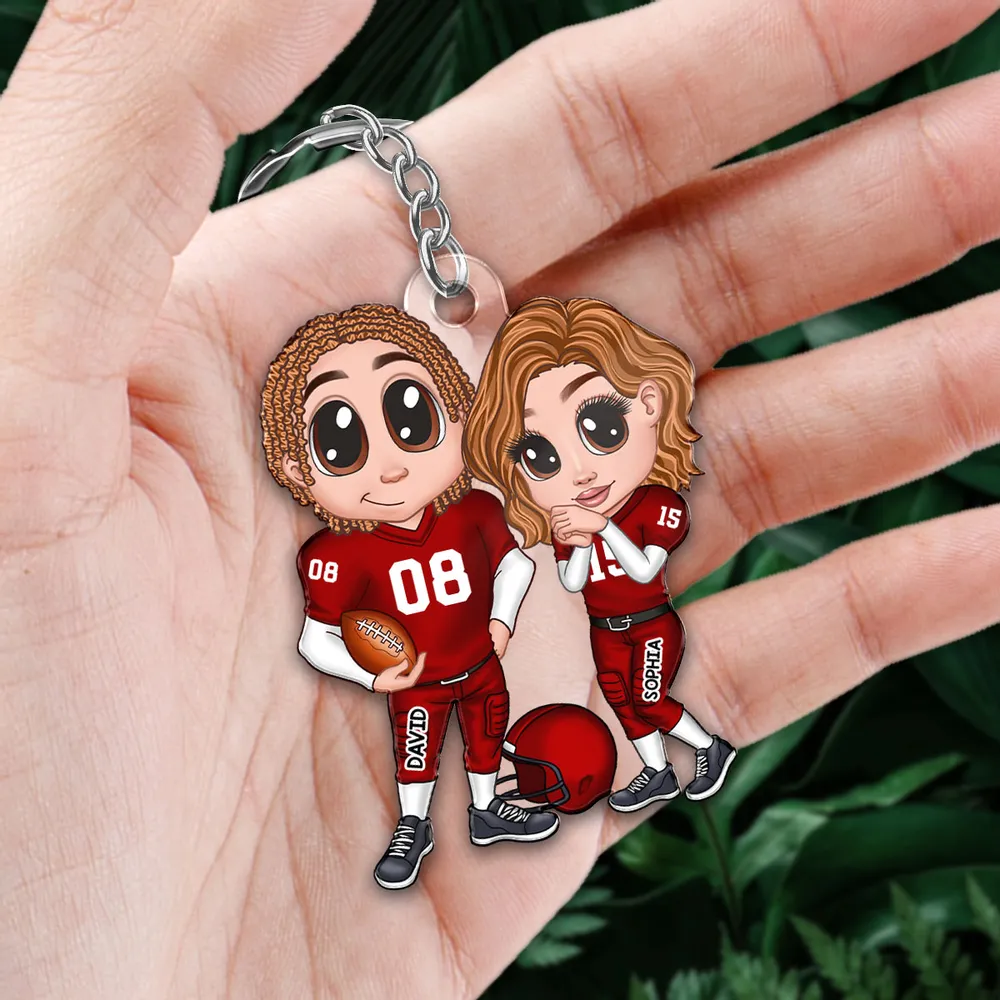 You’re My End-Zone Football Couple Acrylic Keychain – Y2K Style Personalized Gift - Image 5