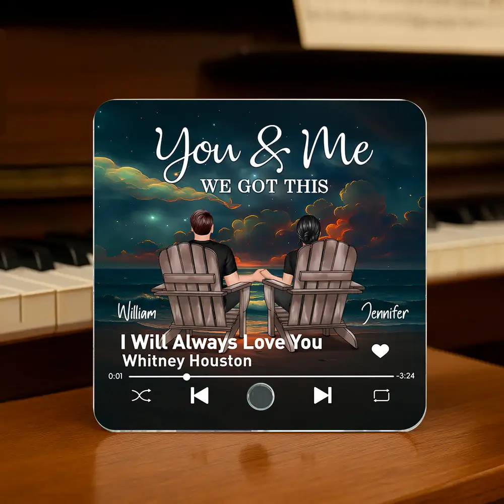 Romantic Fridge Magnet for Couples – Music Player Inspired Design with Personalized Date, Names & Song - Image 2