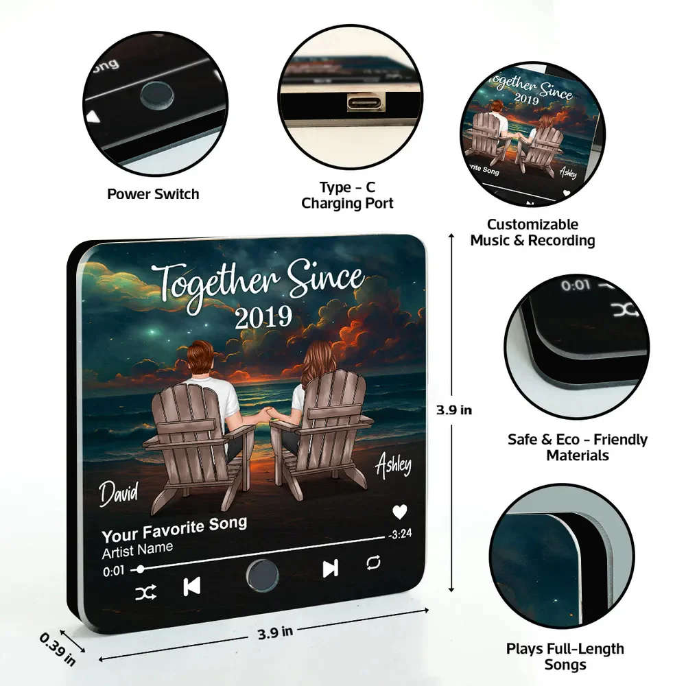 Romantic Fridge Magnet for Couples – Music Player Inspired Design with Personalized Date, Names & Song - Image 6