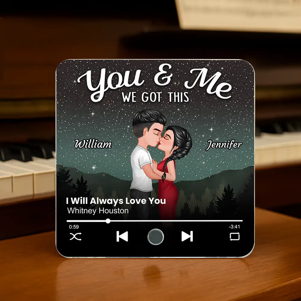 Personalized Couple Fridge Magnet – Romantic Starry Night Background with Favorite Song and Custom Names