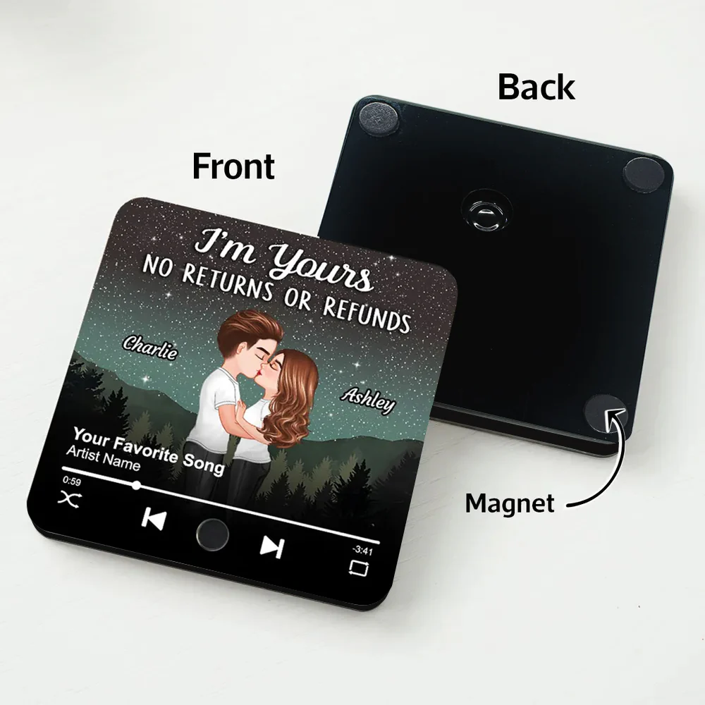 Personalized Couple Fridge Magnet – Romantic Starry Night Background with Favorite Song and Custom Names - Image 7