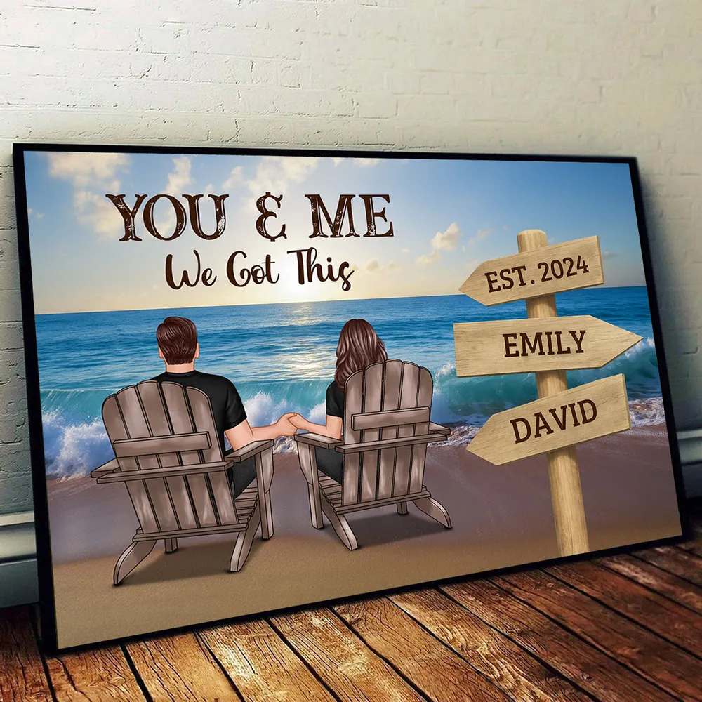 Custom Couple Poster – "YOU & ME" with Personalized Date and Beach Scene, Perfect Love Gift - Image 3