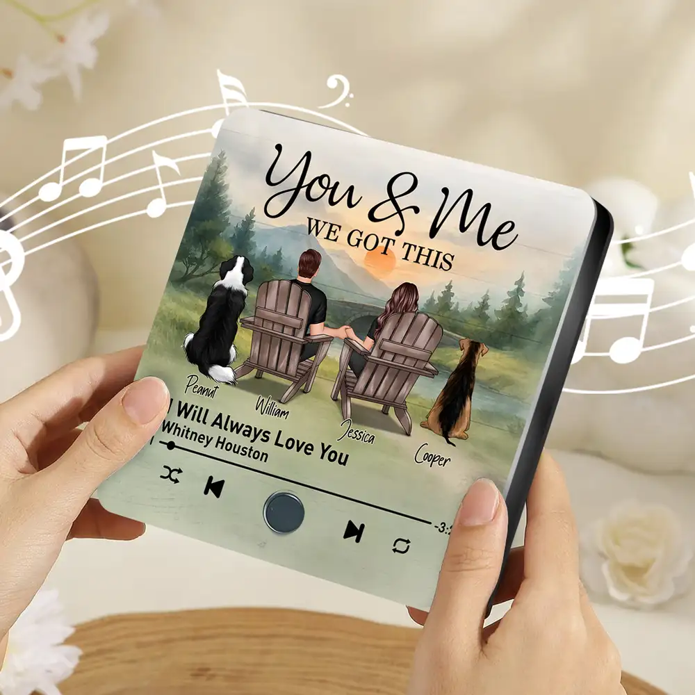 "You & Me and the Dogs – Custom Lake-Cabin Acrylic Music Magnet" - Image 2