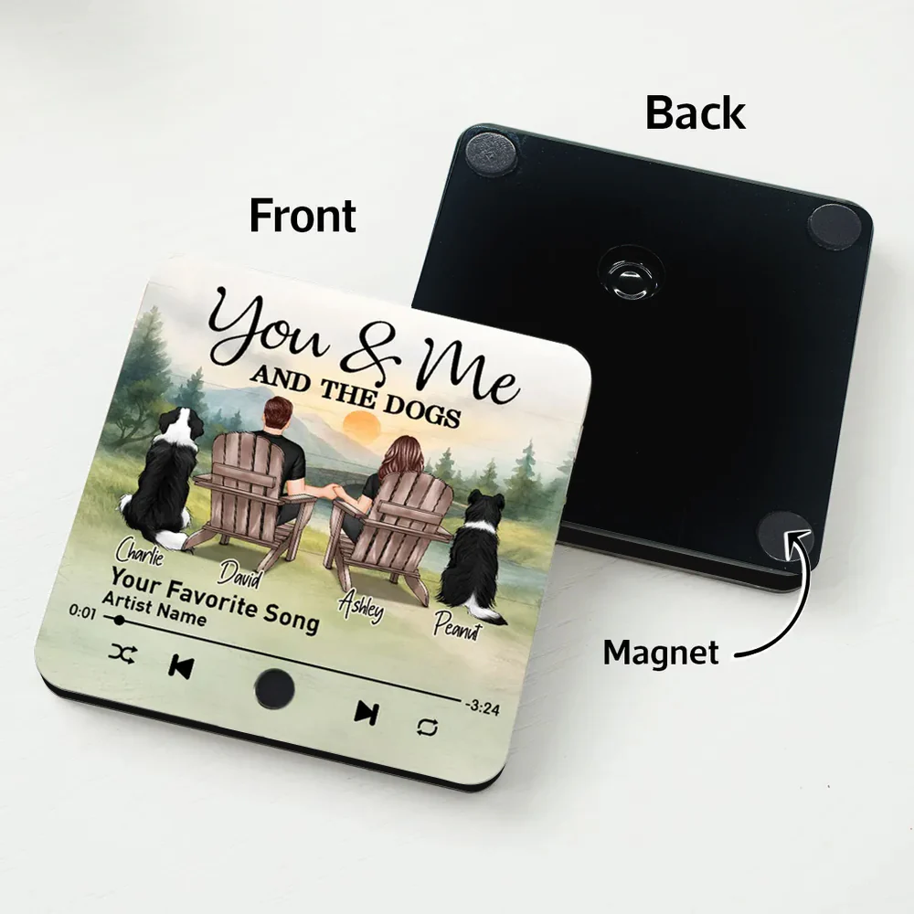"You & Me and the Dogs – Custom Lake-Cabin Acrylic Music Magnet" - Image 3