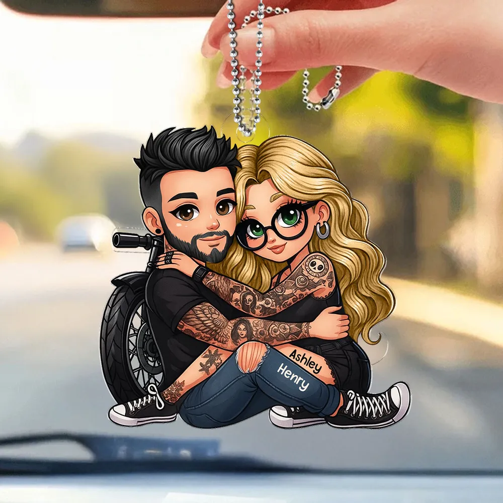Ride Together Biker Couple Acrylic Car Hanger – Personalized Gift for Motorcycle Lovers - Image 4