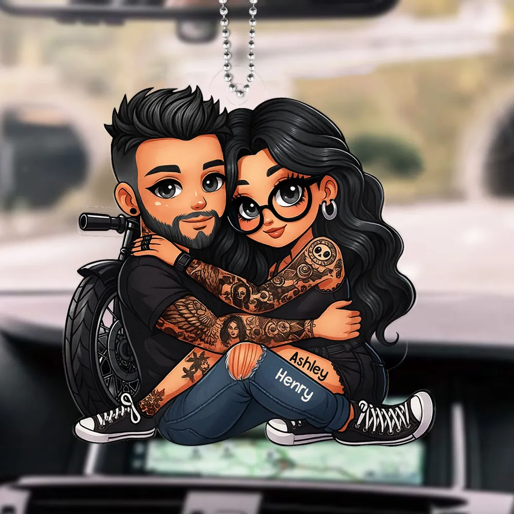 Ride Together Biker Couple Acrylic Car Hanger – Personalized Gift for Motorcycle Lovers - Image 5