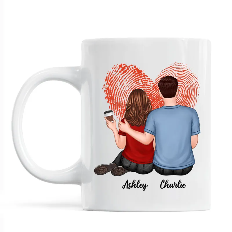 “I Met You I Love You” Fingerprint Heart White Ceramic Mug – Romantic Custom Gift - Image 6