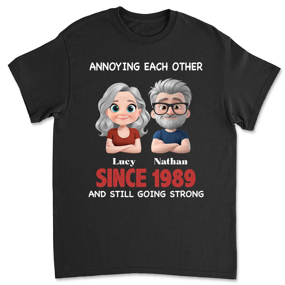 Annoying Each Other - Personalized Couple T-shirt – A Hilarious Love Story with Custom Names - Image 6