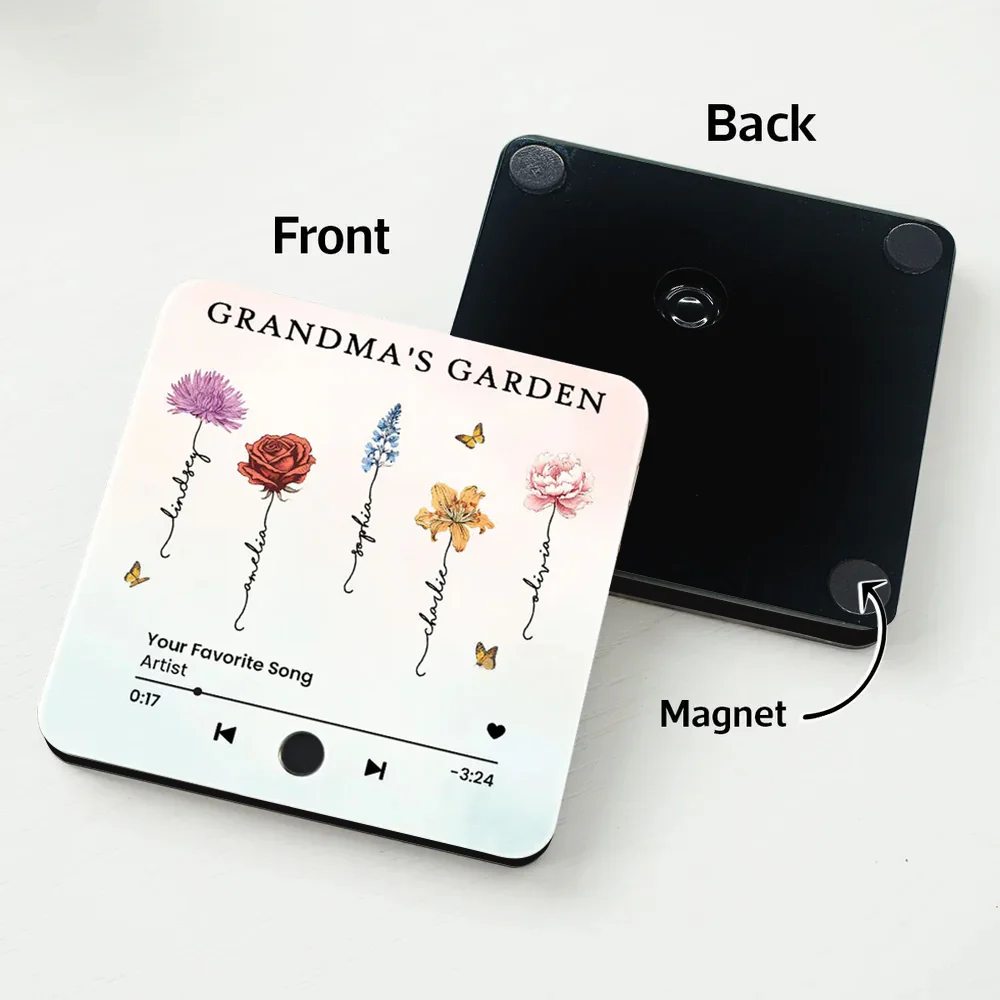 ''Grandma’s Garden'' - Personalized Music Magnet for Grandma with Floral Design - Image 7