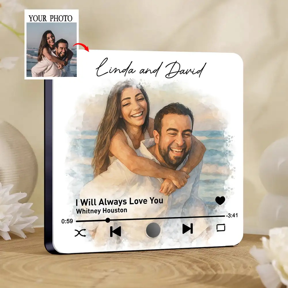 Personalized Couple Music Magnet – Custom Watercolor Photo Art with Song for Your Special Day - Image 2