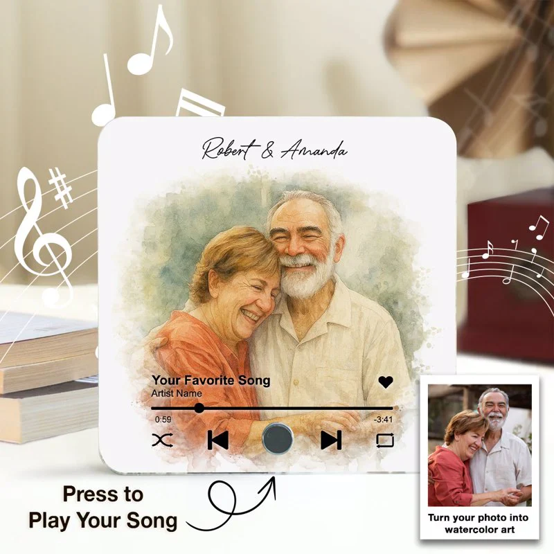 Personalized Couple Music Magnet – Custom Watercolor Photo Art with Song for Your Special Day - Image 7
