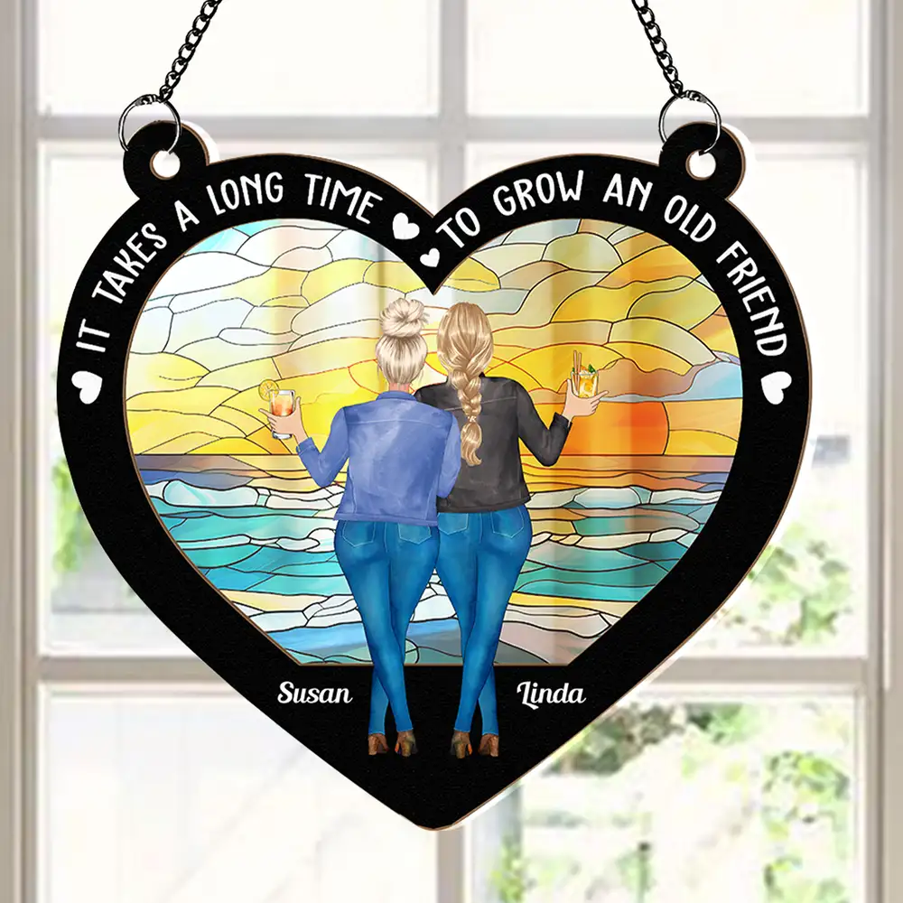 Heart-Shaped Wood and Acrylic Layered Ornament – “It Takes a Long Time to Grow an Old Friend” Gift for Best Friends - Image 2