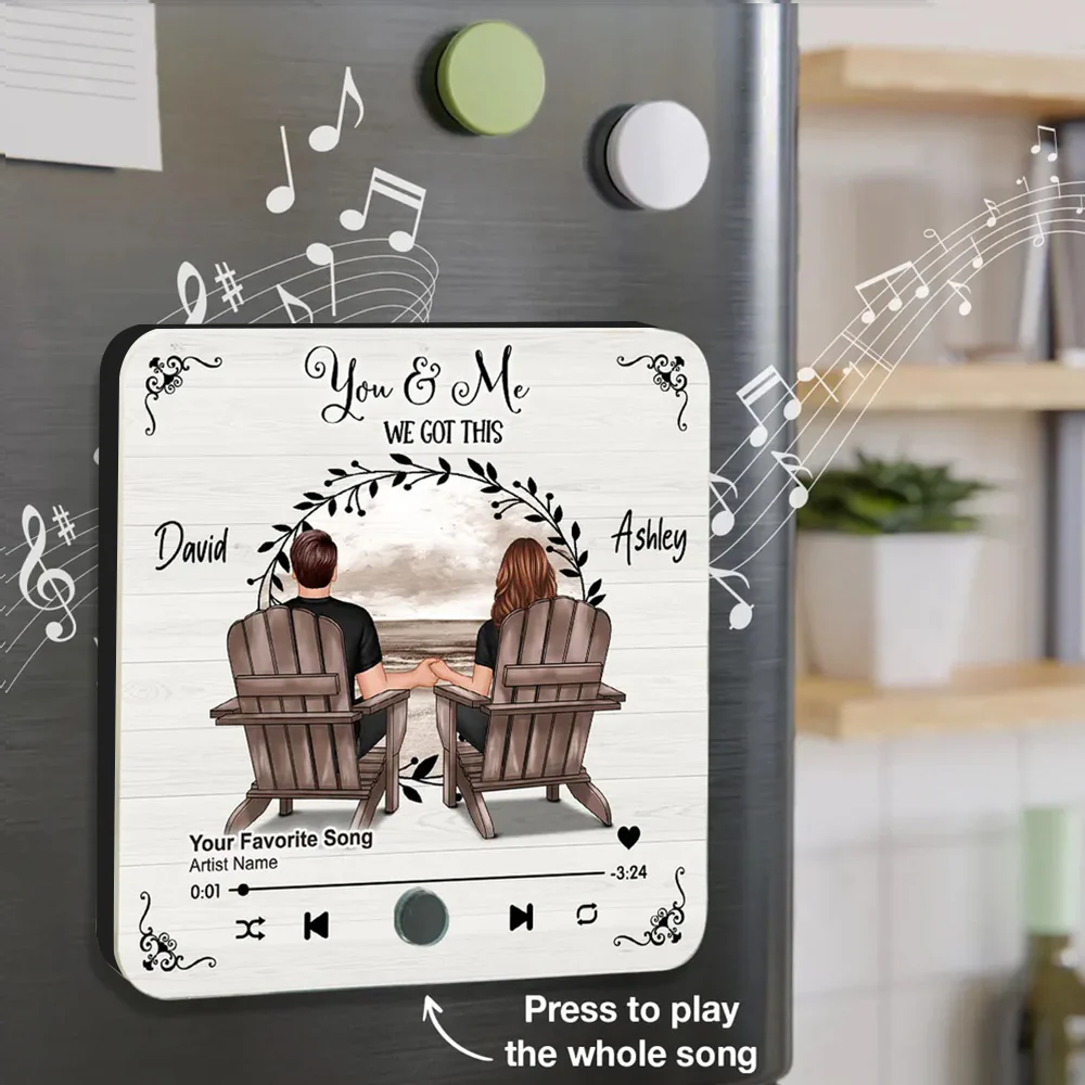 Romantic Fridge Magnet for Couples – Customized Names, Song, and Scenic Design - Image 3