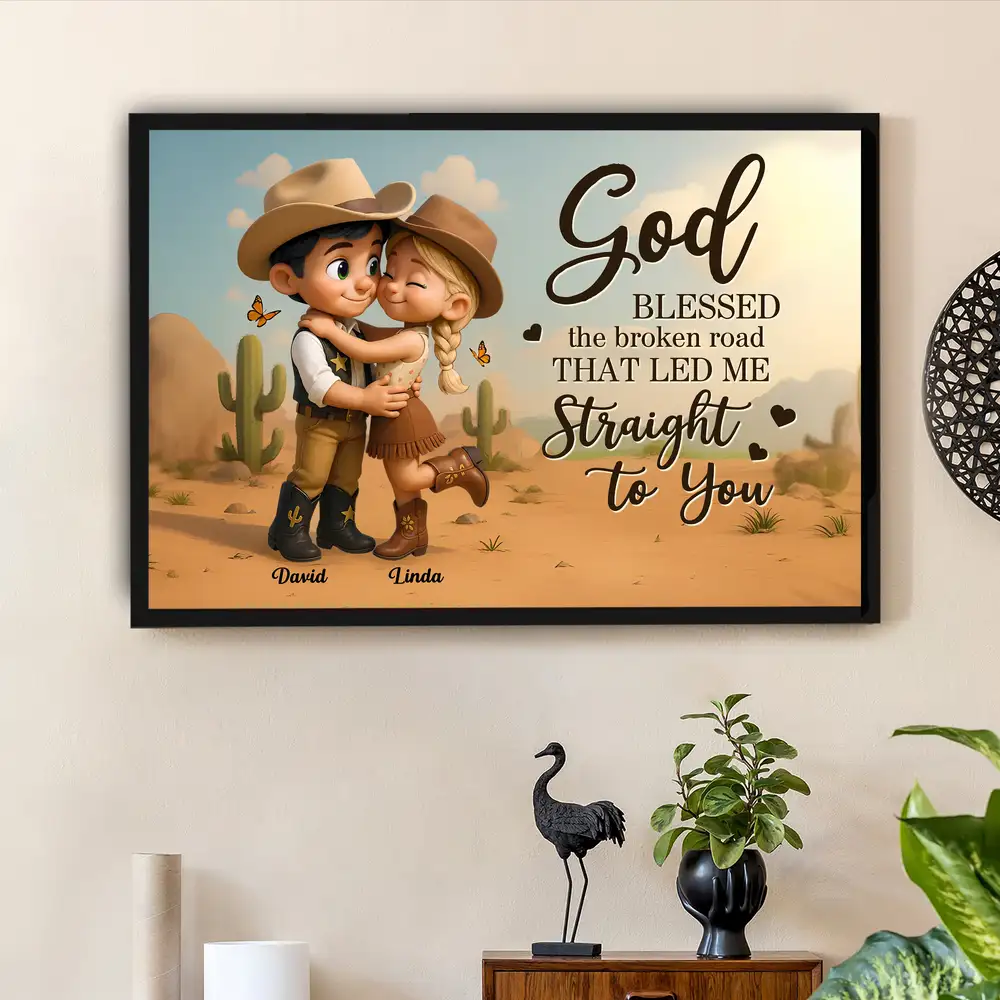 Personalized Cowboy Couple Poster – Cute Love Quote Print for Romantic Decor
