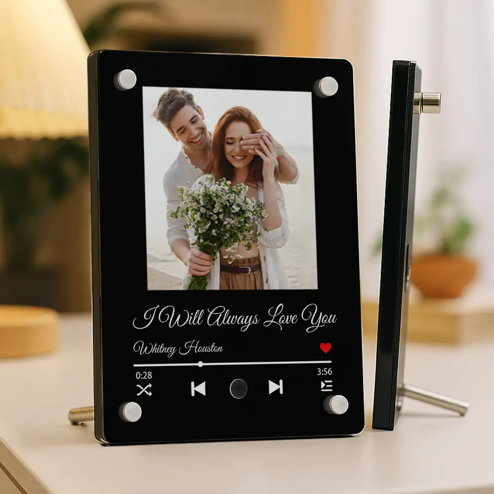 Custom Anniversary Acrylic Music Frame – Date, Names, and Photo with Favorite Song Display - Image 3