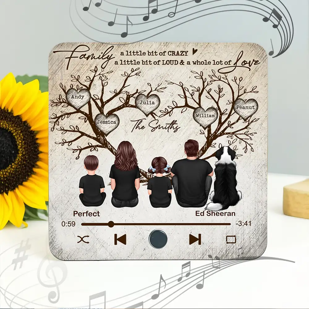 Family Where Life Begins Retro Tree-Heart Poster – Custom Music Player, Warm Family Gift