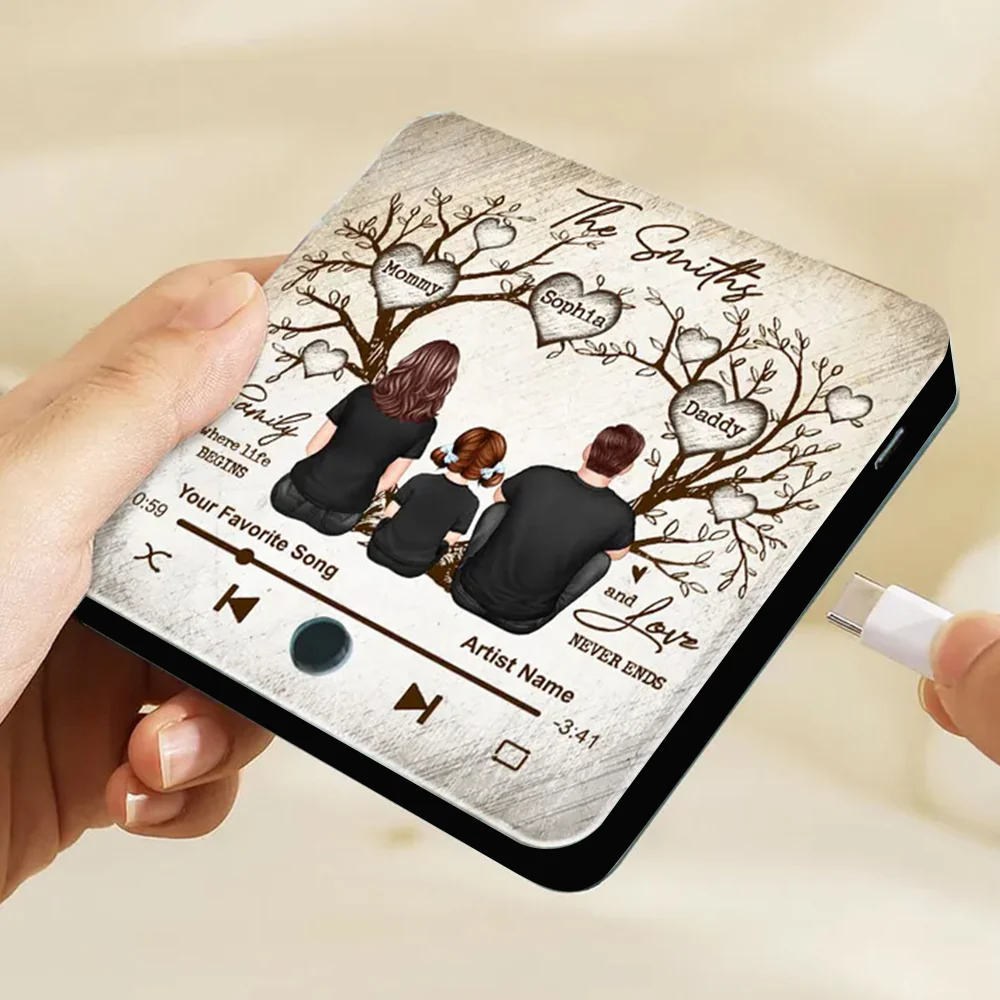 Family Where Life Begins Retro Tree-Heart Poster – Custom Music Player, Warm Family Gift - Image 2