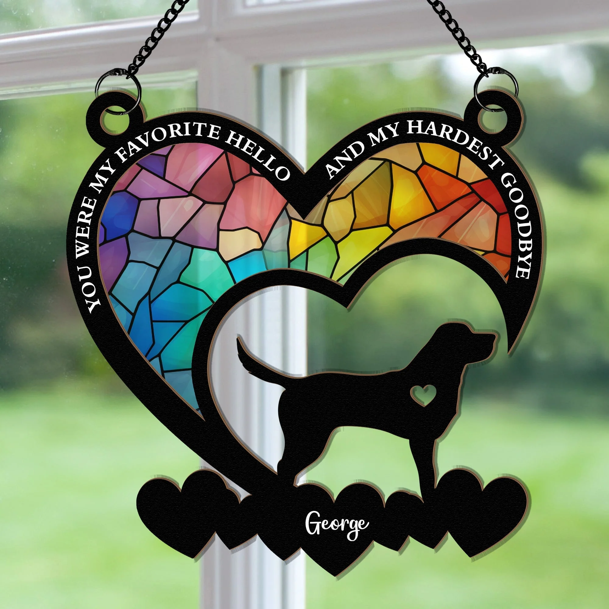 You Were My Favorite Hello – Dog Memorial Wood and Acrylic Layered Ornament - Image 3